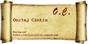 Oszlej Cintia névjegykártya